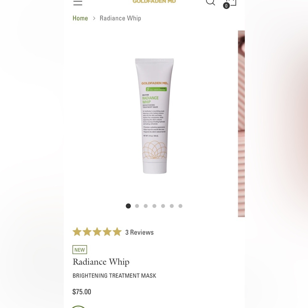 Brand New Unused Goldfaden MD Radiance Whip Brightening Treatment Mask - White